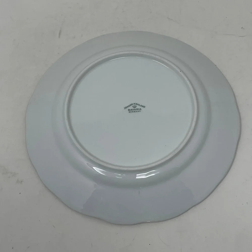 Johann Haviland Blue Garland Salad Plate Bavaria Germany Platinum Trim 7.5